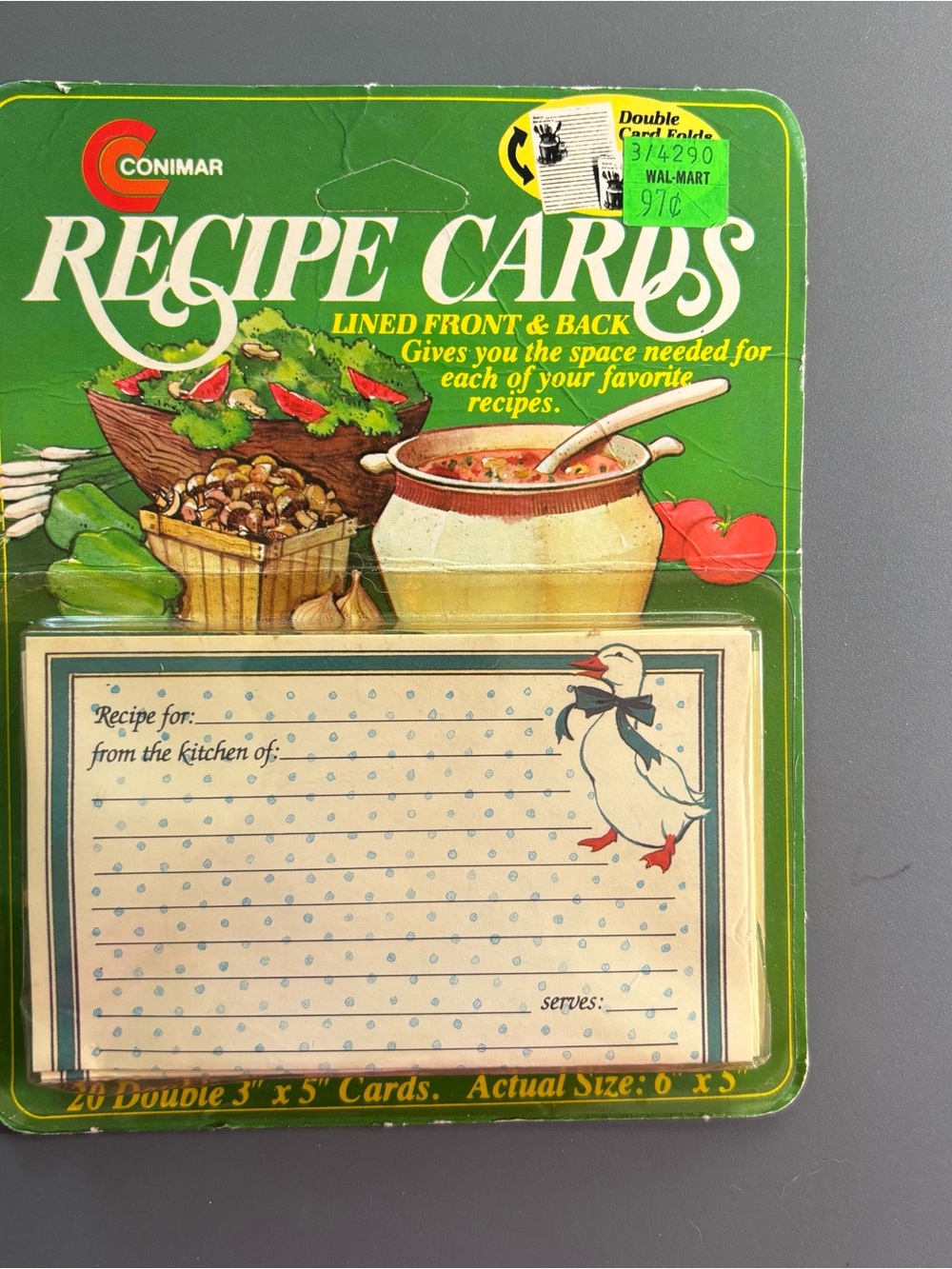 Vintage Conimar Recipe Cards with Duck Blue Bow - Lined Front & Back